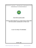 mối quan hệ di truyền của một số quần thể chim yến sào (giống aerodramus) ở việt nam