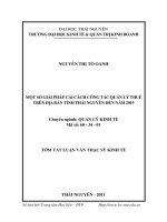 một số giải pháp cải cách công tác quản lý thuế trên địa bàn tỉnh thái nguyên đến năm 2015