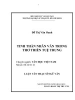 LUẬN VĂN THẠC SĨ: TINH THẦN NHÂN VĂN TRONG THƠ THIỀN TUỆ TRUNG