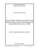 tăng cường vận dụng các bài toán có nội dung thực tiễn vào dạy học đại số và giải tích nâng cao 11 - thpt