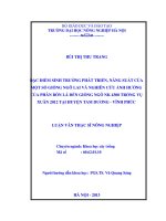 Đặc điểm sinh trưởng phát triển, năng suất của một số giống ngô lai và nghiên cứu ảnh hưởng của phân bón lá đến giống ngô nk 4300 trồng vụ xuân 2012 tại huyện tam dương vĩnh phúc