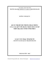 Quản trị rủi ro trong hoạt động của các quỹ tín dụng nhân dân cơ sở trên địa bàn tĩnh Vĩnh Phúc