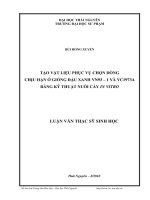 tạo vật liệu phục vụ chọn dòng chịu hạn ở giống đậu xanh vn93 - 1 và vc1973a bằng kĩ thuật nuôi cấy in vitro