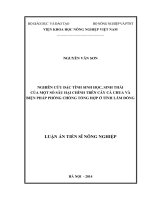 nghiên cứu đặc tính sinh học, sinh thái của một số sâu hại chính trên cây cà chua và biện pháp phòng chống tổng hợp ở tỉnh lâm đồng