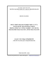 Phát triển doanh nghiệp nhỏ và vừa ngoài quốc doanh hoạt động trong lĩnh vực công nghiệp xây dựng Thành phố Thái Nguyên tỉnh Thái Nguyên