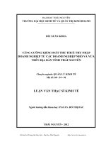 tăng cường kiểm soát thu thuế thu nhập doanh nghiệp từ các doanh nghiệp nhỏ và vừa trên địa bàn tỉnh thái nguyên