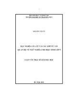 Dạy nghĩa của từ và các lớp từ có quan hệ về ngữ nghĩa cho học sinh lớp 5