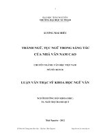 thành ngữ, tục ngữ trong sáng tác của nhà văn nam cao