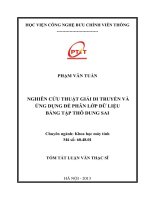 NGHIÊN CỨU THUẬT GIẢI DI TRUYỀN VÀ  ỨNG DỤNG ĐỂ PHÂN LỚP DỮ LIỆU  BẰNG TẬP THÔ DUNG SAI