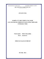 Nghiên cứu phát triển làng nghề gắn với chương trình xây dựng nông thôn mới ở tỉnh bắc ninh (tt)