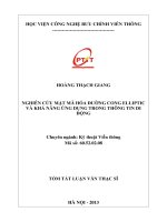 NGHIÊN CỨU MẬT MÃ HÓA ĐƯỜNG CONG ELLIPTIC  VÀ KHẢ NĂNG ỨNG DỤNG TRONG THÔNG TIN DI  ĐỘNG