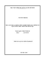 việc làm cho lao động nông nghiệp trong quá trình xây dựng nông thôn mới ở thủ đô hà nội