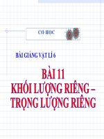 bài giảng vật lý 6 bài 11 khối lượng riêng-trọng lượng riêng