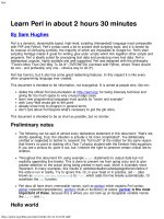 Learn perl in about 2 hours 30 minutes