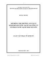 mở rộng thị trường, sản xuất kinh doanh nước sạch tại công ty cổ phần nước sạch thái nguyên