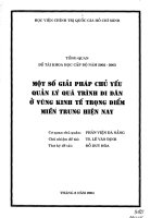 Một số giải pháp chủ yếu quản lý quá trình di dân ở vùng kinh tế trọng điểm miền trung hiện nay (toàn văn)