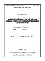 nghiên cứu phẫu thuật đục thể tinh thể thủy tinh bằng hai phương pháp phaco và đường rạch nhỏ tại tỉnh hà giang