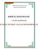 KHỞI SỰ KINH DOANH - Ý TƯỞNG KINH DOANH - NHÀ HÀNG ẨM THỰC LÀO TẠI THÀNH PHỐ ĐÀ NẴNG