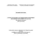 tóm tắt luận án a study on the impact of foreign direct investment on economic development of lao p.d.r.