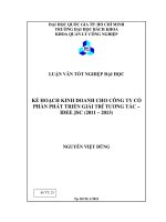 KẾ HOẠCH KINH DOANH CHO CÔNG TY CỔ  PHẦN PHÁT TRIỂN GIẢI TRÍ  TƯƠNG TÁC – IDEE JSC (2011 –  2013) - Đại Học Bách Khoa