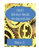 Bài thuyết trình: Khối tiền tệ, bản chất chức năng của tài chính