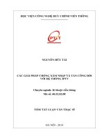 CÁC GIẢI PHÁP CHỐNG XÂM NHẬP VÀ TẤN CÔNG ĐỐI  VỚI HỆ THỐNG IPTV