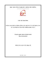 NÂNG CAO CHẤT LƯỢNG CÔNG TÁC QUẢN LÝ VÀ SỬ DỤNG VẬT  TƯ TẠI TRUNG TÂM VIỄN THÔNG KHU VỰC I