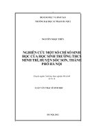 Nghiên cứu một số chỉ số sinh học tuổi dậy thì của học sinh trường trung học cơ sở Minh Trí Huyện Sóc Sơn, Thành phố Hà Nội