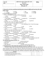 de khao sat chat luong mon tieng anh 8 co dap an