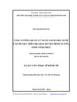Tăng cường quản lý ngân sách nhà nước cấp huyện trên địa bàn huyện Bình Xuyên, tỉnh Vĩnh Phúc