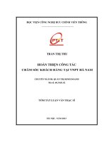 HOÀN THIỆN CÔNG TÁC CHĂM SÓC KHÁCH HÀNG TẠI VNPT HÀ NAM