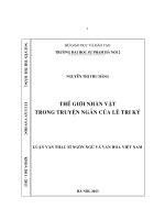 thế giới nhân vật trong truyện ngắn của lê tri kỷ