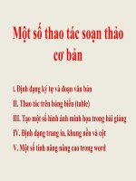 MỘT SỐ THAO TÁC SOẠN THẢO VĂN BẢN CO BẢN trong WORD