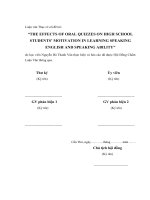  THE EFFECTS OF ORAL QUIZZES ON HIGH SCHOOL STUDENTS’ MOTIVATION IN LEARNING SPEAKING ENGLISH AND SPEAKING ABILITY