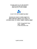 NGHIÊN CỨU ĐÁNH GIÁ CHẤT LƯỢNG DỊCH VỤ MÔI GIỚI BẤT ĐỘNG SẢN CÔNG TY CÔ PHẦN ĐẦU TƯ PHÁT TRIỂN THÔNG HIỆP - LV Đại Học Bách Khoa