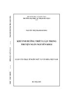khuynh hướng triết luận trong truyện ngắn nguyễn khải