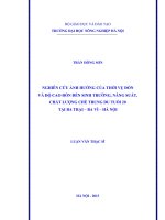 nghiên cứu ảnh hưởng của thời vụ đốn và độ cao đốn đến sinh trưởng, năng suất, chất lượng chè trung du tuổi 20 tại ba trại - ba vì - hà nội