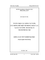 Khóa luận tốt nghiệp tuyển chọn các giống vật nuôi, cây trồng phù hợp với phong trào v a c tại xã tản lĩnh   huyện ba vì thành phố hà nội