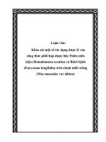 Luận văn khảo sát một số tác dụng dược lý của công thức phối hợp dược liệu thiên niên kiện (homalomena occulta) và bách bệnh (eurycoma longifolia) trên chuột nhắt trắng (mus musculus var albino)