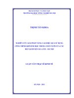 nghiên cứu giải pháp nâng cao hiệu quả sử dụng công trình khí sinh học trong chăn nuôi của các hộ tại huyện gia lâm - hà nội