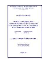 Nghiên cứu xác định giống và một số biện pháp kỹ thuật nâng cao năng suất lạc trên vùng đất chuyên màu huyện nho quan tỉnh ninh bình