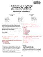 guide for the use of high-range water-reducing admixtures (superplasticizers) in concrete