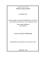 ĐÁNH GIÁ HIỆU QUẢ MỘT SỐ MÔ HÌNH THỨC ĂN GIA SÚC TẠI XÃ KIÊN LAO, HUYỆN LỤC NGẠN, TỈNH BẮC GIANG
