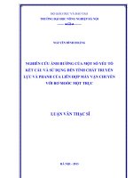 Nghiên cứu ảnh hưởng của một số yếu tố kết cấu và sử dụng đến tính chất truyền lực và phanh của liên hợp máy vận chuyển với rơ moóc một trục