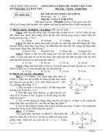 KỲ THI TUYỂN SINH VÀO LỚP 10 CHUYÊN LÝ