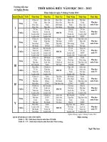 Thời khóa biểu năm học 2011-2012