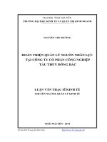 Hoàn thiện quản lý nguồn nhân lực tại Công ty Cổ phần công nghiệp tàu thủy Đông Bắc