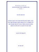 Đánh giá khả năng sinh trưởng phát triển, năng suất một số dòng giống khoai tây và nghiên cứu một số biện pháp kỹ thuật trồng cho hai dòng khoai tây h76, h79 tại quế võ   bắc ninh
