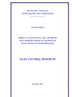 Nghiên cứu ảnh hưởng của việc thu hồi đất nông nghiệp đến sinh kế của hộ nông dân huyện chương mỹ, thành phố hà nội