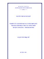 Nghiên cứu giải pháp quản lý tổng hợp chất thải rắn sinh hoạt khu vực nông thôn huyện cẩm giàng tỉnh hải dương